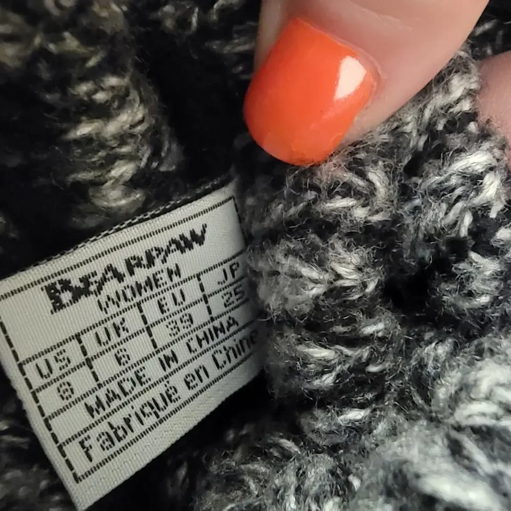 Bearpaw Cosima Black Suede & Knit Pull On Boots Wool Blend Footbed Size 8